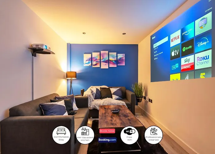 Spacious 1 Bedroom Apartment With 4K Cinema Experience By Green Haven Escapes In Bradford